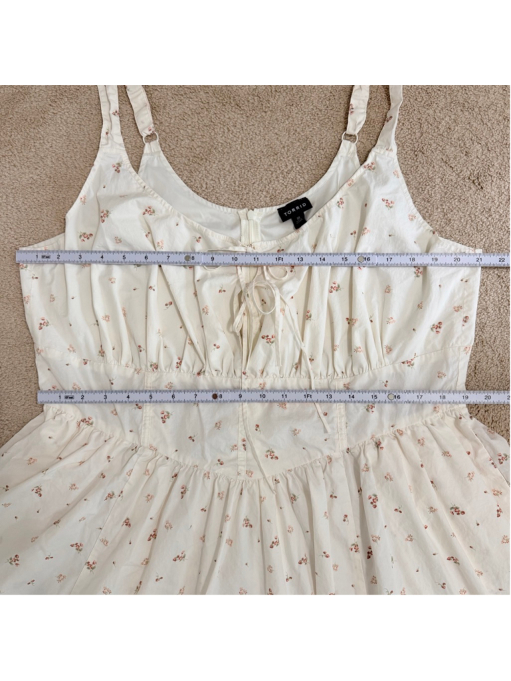 Torrid Corset Detail Mini Dress Plus Size 18 Cotton Floral Cottagecore Milkmaid - Picture 13 of 14